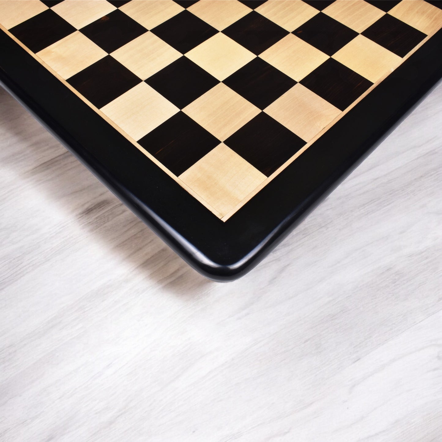 17" Large Solid Inlaid Wood - Ebony & Maple Wood Chess board - Square of 45 mm