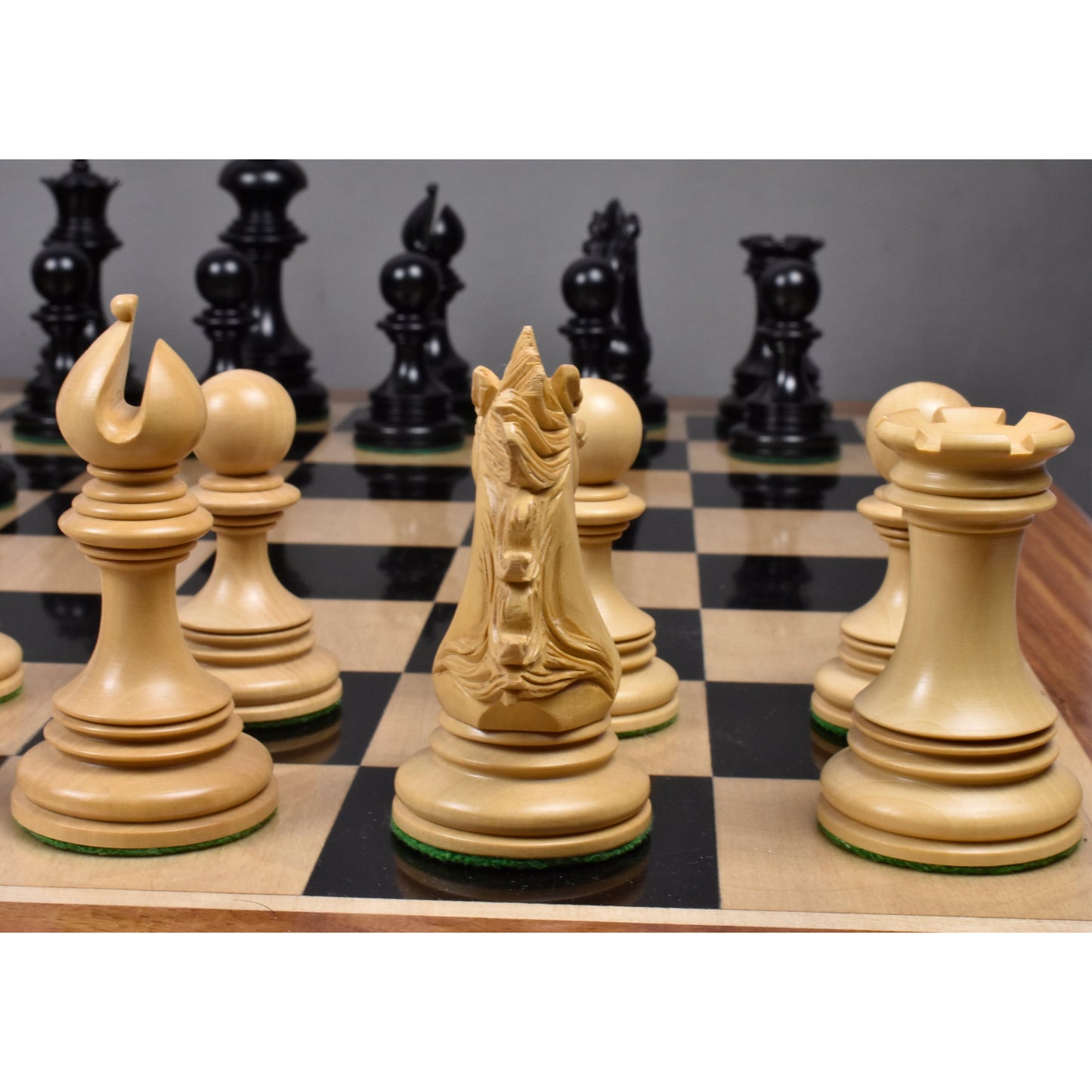 Jeu d'échecs de luxe Staunton Alexandria légèrement imparfait - Pièces d'échecs uniquement - Triple poids - Bois d'ébène