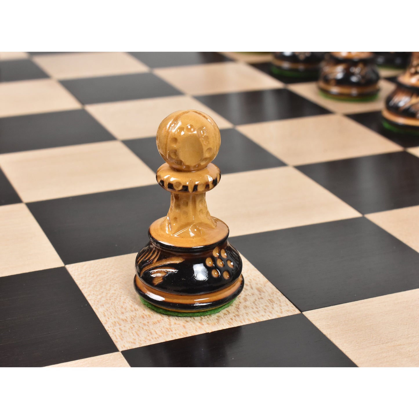 Slightly Imperfect 3.75" Artisan Carving Burnt Zagreb Chess Set - Chess Pieces Only - Weighted Boxwood