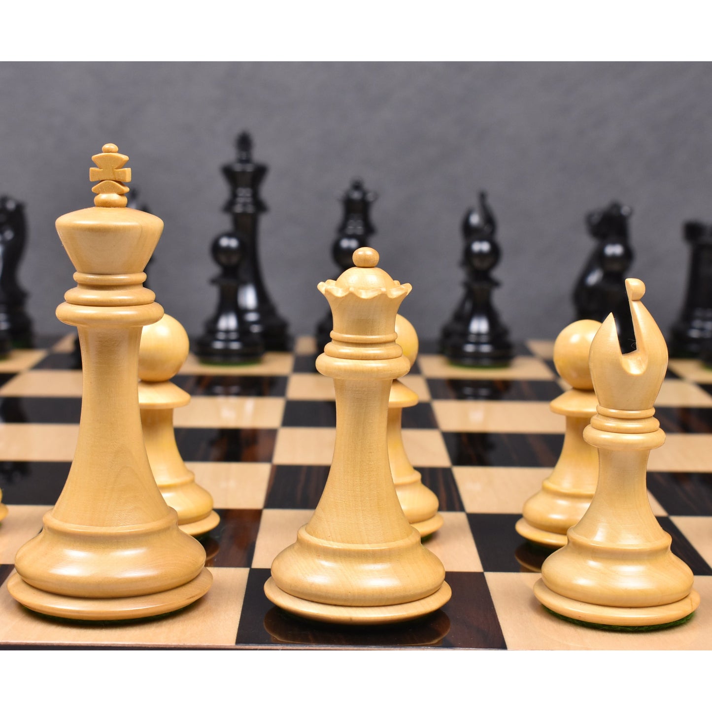 Slightly Imperfect 4" Sleek Staunton Luxury Chess Set - Chess Pieces Only - Triple Weighted Ebony Wood