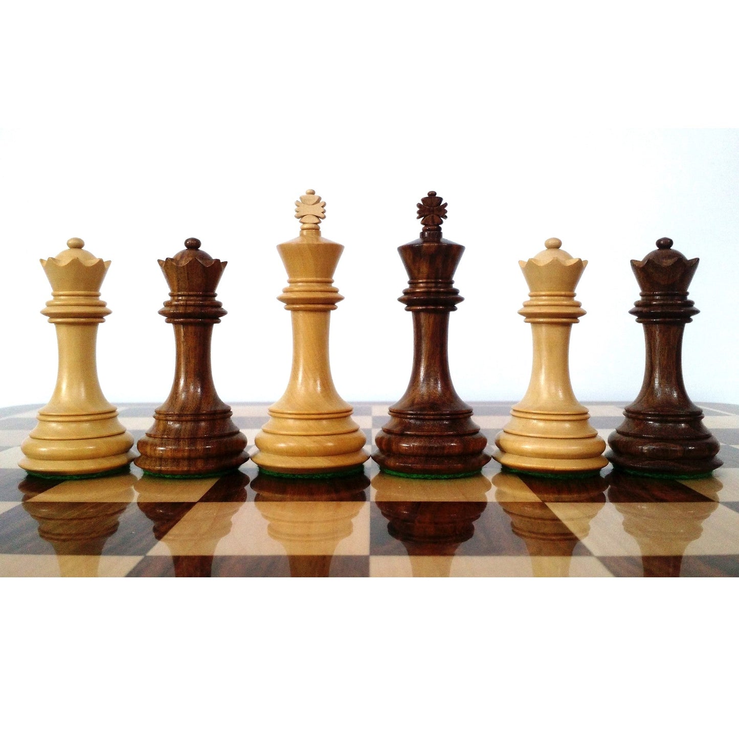 Slightly Imperfect 3.9" Unique Old Columbian Weighted Chess Set- Chess Pieces Only - Sheesham Wood- 4 Queens