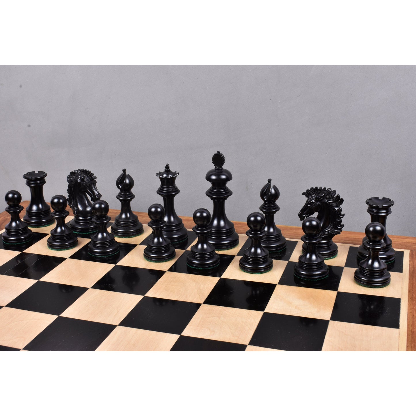 Jeu d'échecs de luxe Staunton Alexandria légèrement imparfait - Pièces d'échecs uniquement - Triple poids - Bois d'ébène